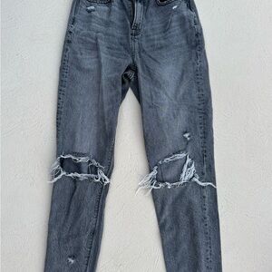 American Eagle Outfitters Gray Straight Leg Jeans Distressed